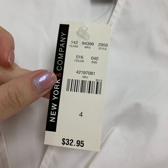 New York & Company Blouse Womens 4 White Tie Waist Surplice Sleeveless Stretch - Picture 10 of 14